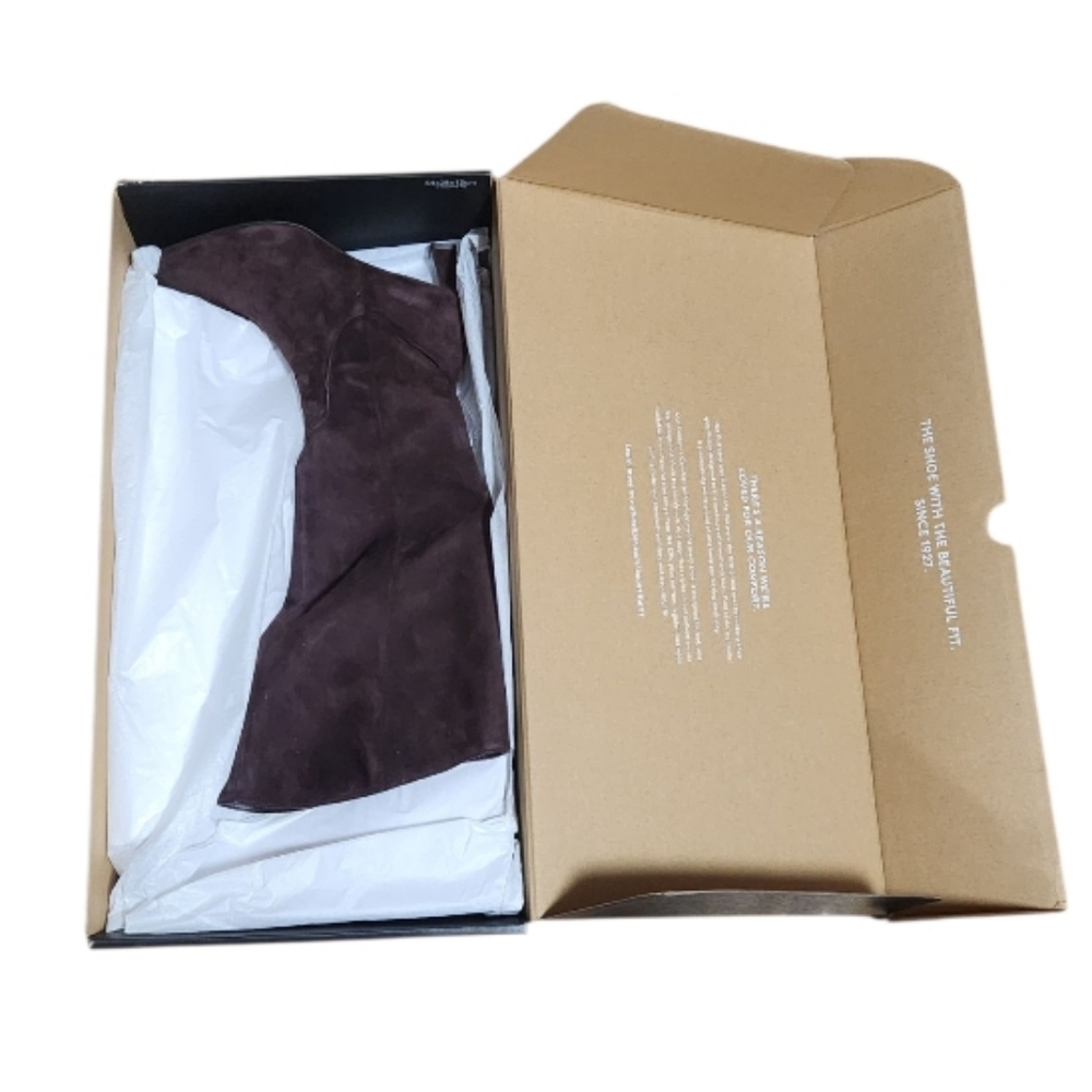 Naturalizer Dark Brown Suede Women's Deesha Wide CaIf Knee High Dress Heel Boots - Picture 2 of 8